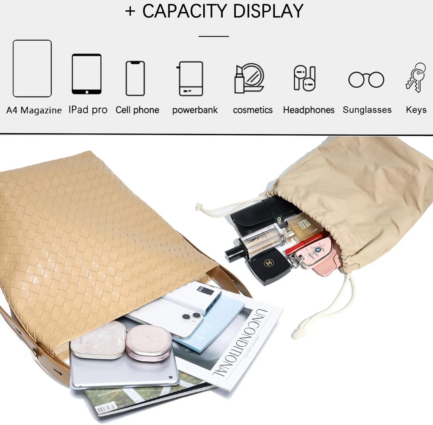 Tote Bag for Women, Soft Genuine Leather Fashion Hobo Handbag, Large Capacity Purse Top Handle Shoulder Bag Travel