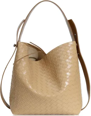 Tote Bag for Women, Soft Genuine Leather Fashion Hobo Handbag, Large Capacity Purse Top Handle Shoulder Bag Travel