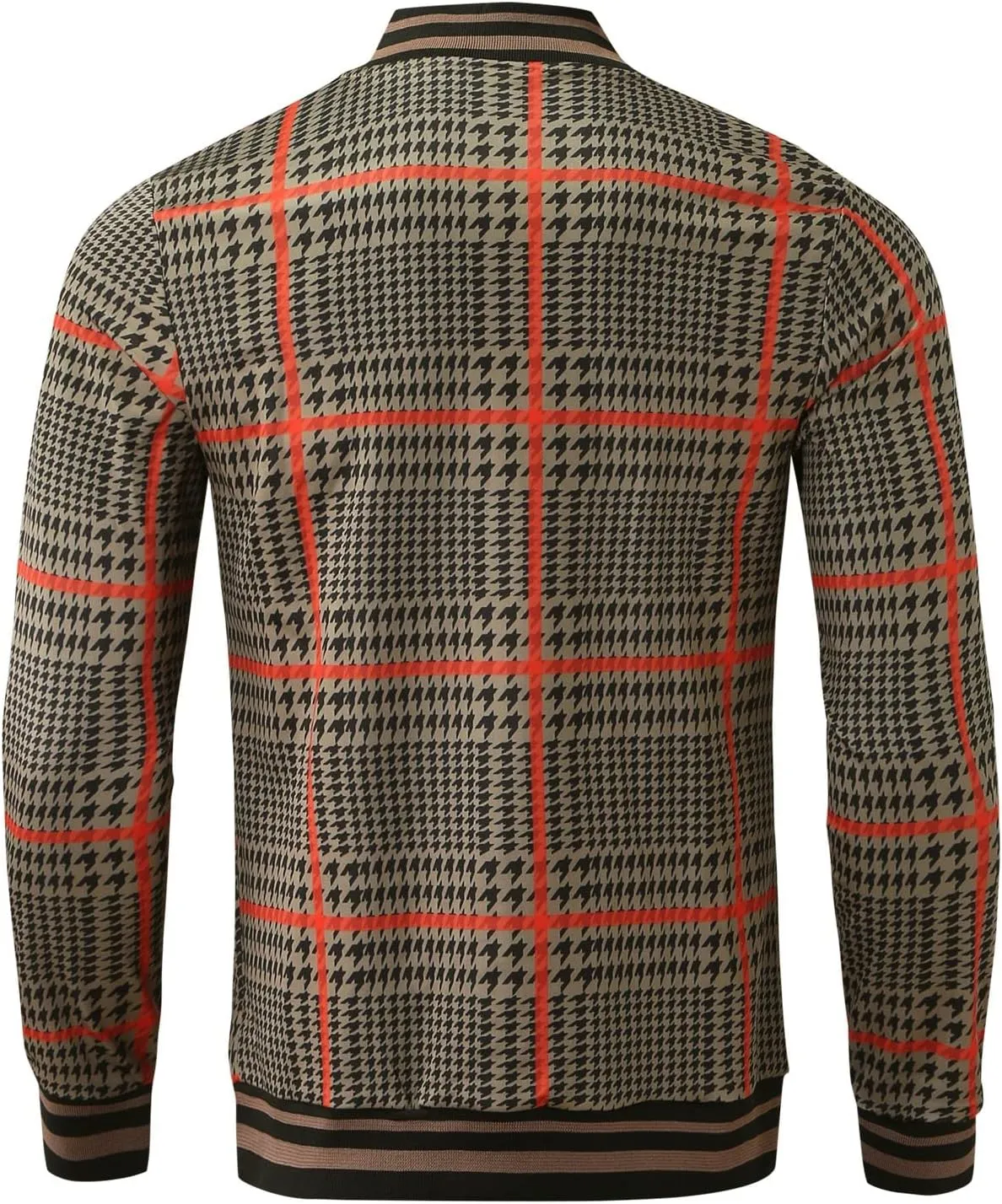 Tracksuits for Men Plaid Full Zip Jacket and Pants Sweatsuits Casual Slim Fit Workout Jogging Sports Set with Pockets