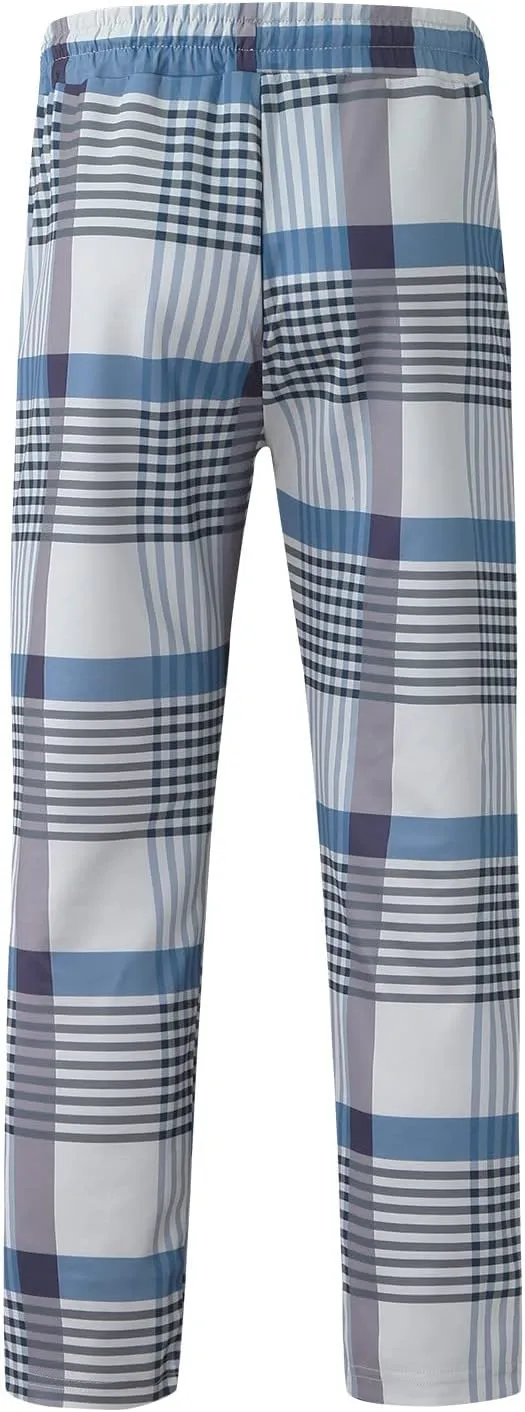 Tracksuits for Men Plaid Full Zip Jacket and Pants Sweatsuits Casual Slim Fit Workout Jogging Sports Set with Pockets