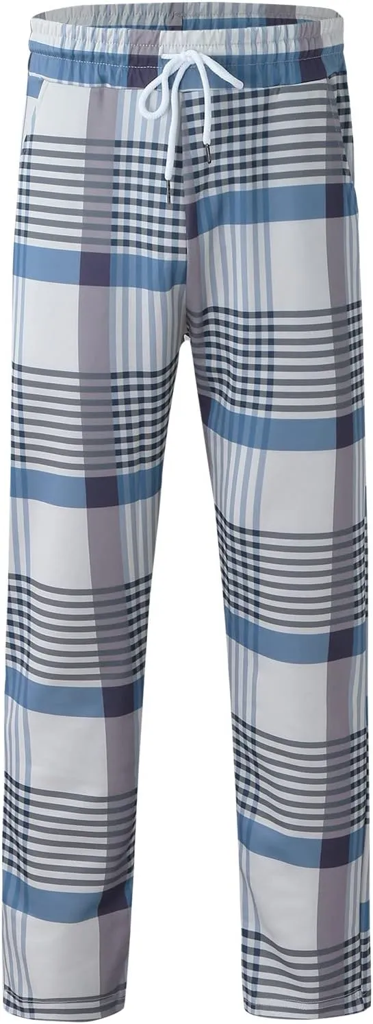 Tracksuits for Men Plaid Full Zip Jacket and Pants Sweatsuits Casual Slim Fit Workout Jogging Sports Set with Pockets