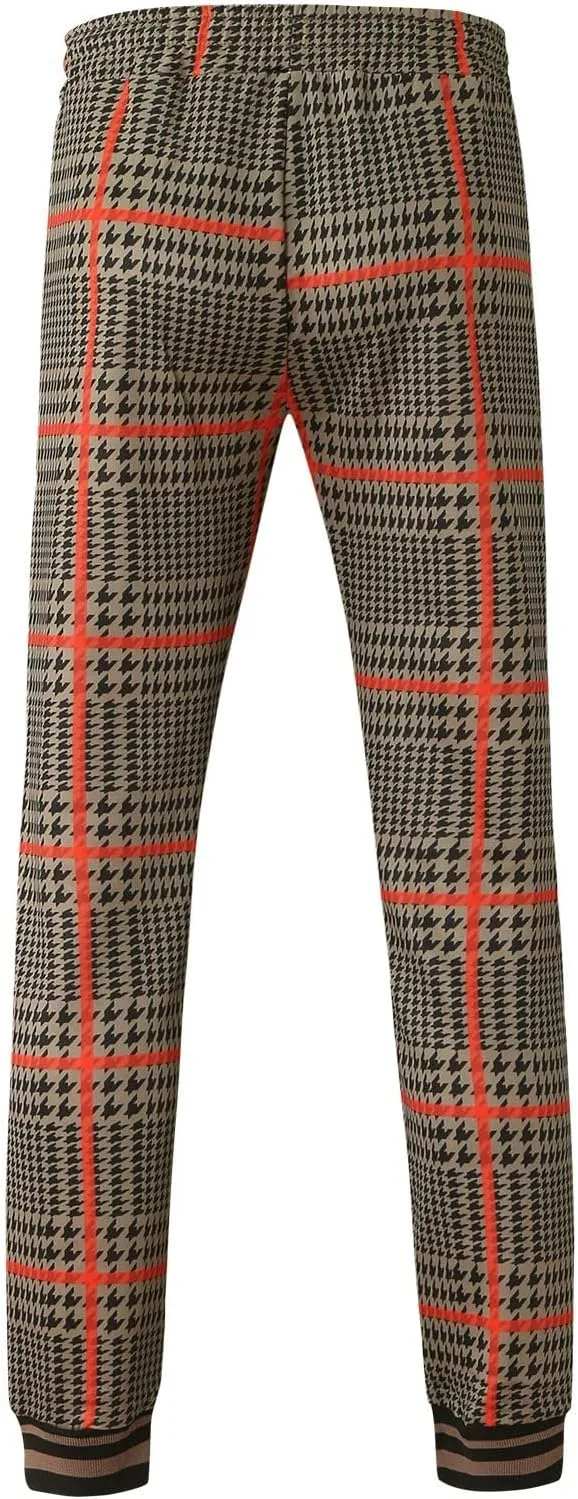 Tracksuits for Men Plaid Full Zip Jacket and Pants Sweatsuits Casual Slim Fit Workout Jogging Sports Set with Pockets