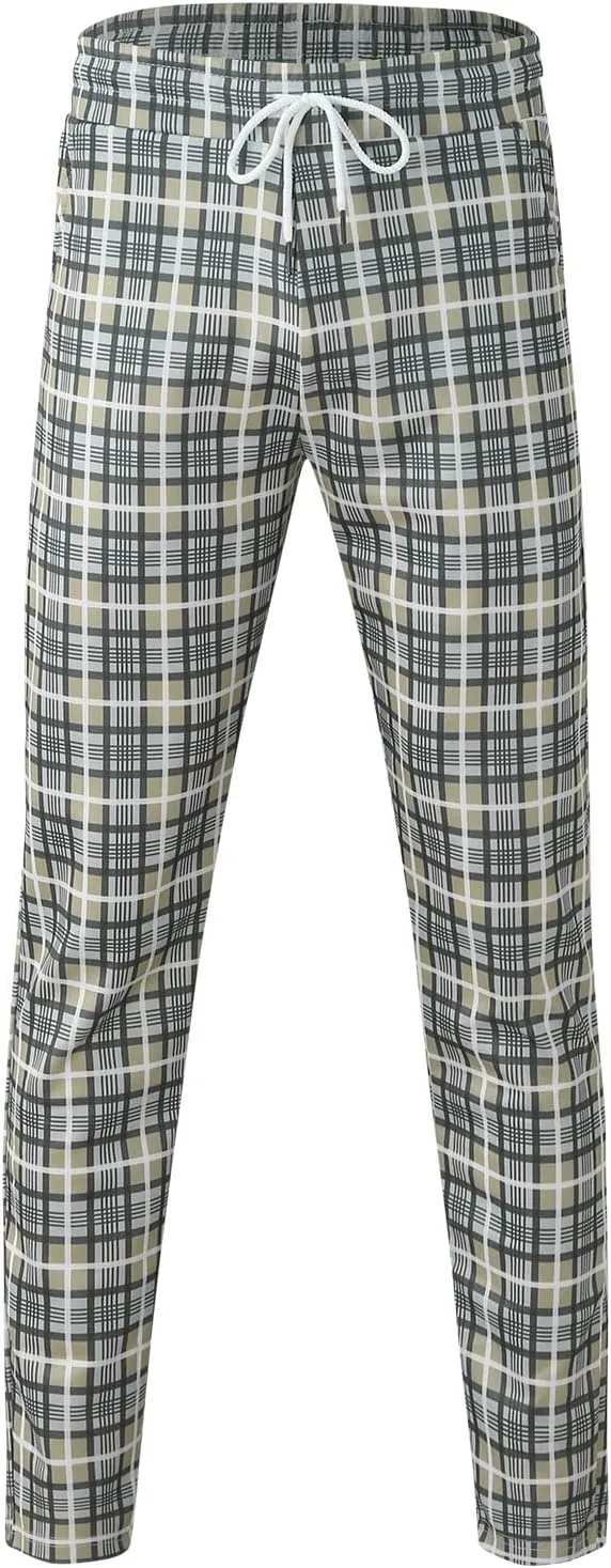 Tracksuits for Men Plaid Full Zip Jacket and Pants Sweatsuits Casual Slim Fit Workout Jogging Sports Set with Pockets