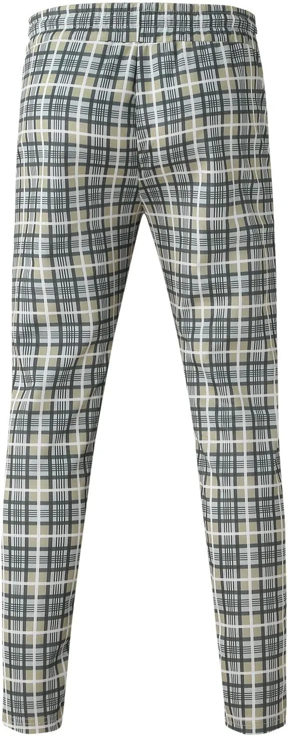 Tracksuits for Men Plaid Full Zip Jacket and Pants Sweatsuits Casual Slim Fit Workout Jogging Sports Set with Pockets