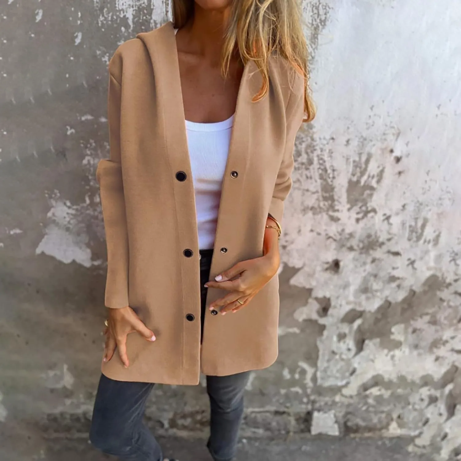 Trench Coat for Women 2024 Fashion Loose Single Breasted Hooded Jackets Casual Winter Outdoor Warm Outwear Plus Size