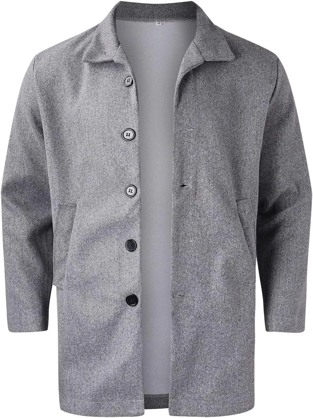 Trench Coat Men Mens Woolen Blend Jacket Double Breasted Trench Coat Lapel Mid Length Peacoat Winter Outerwear
