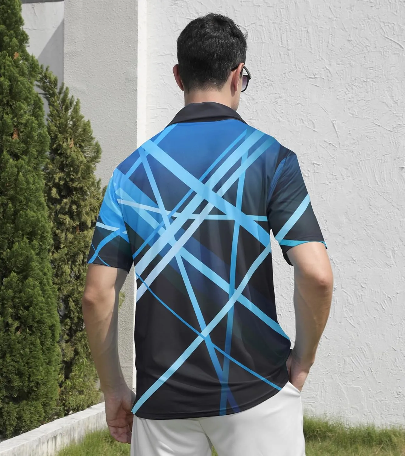 uideazone Mens Golf Shirt Dry Fit Athletic Polo Shirts Moisture Wicking Performance 3D Print Short Sleeve