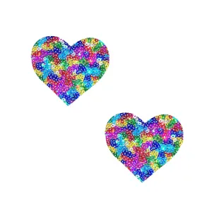 UniPoo Multicolor Sparkle Sequin Mesh  I Heart U Small Body Stickers 6PK