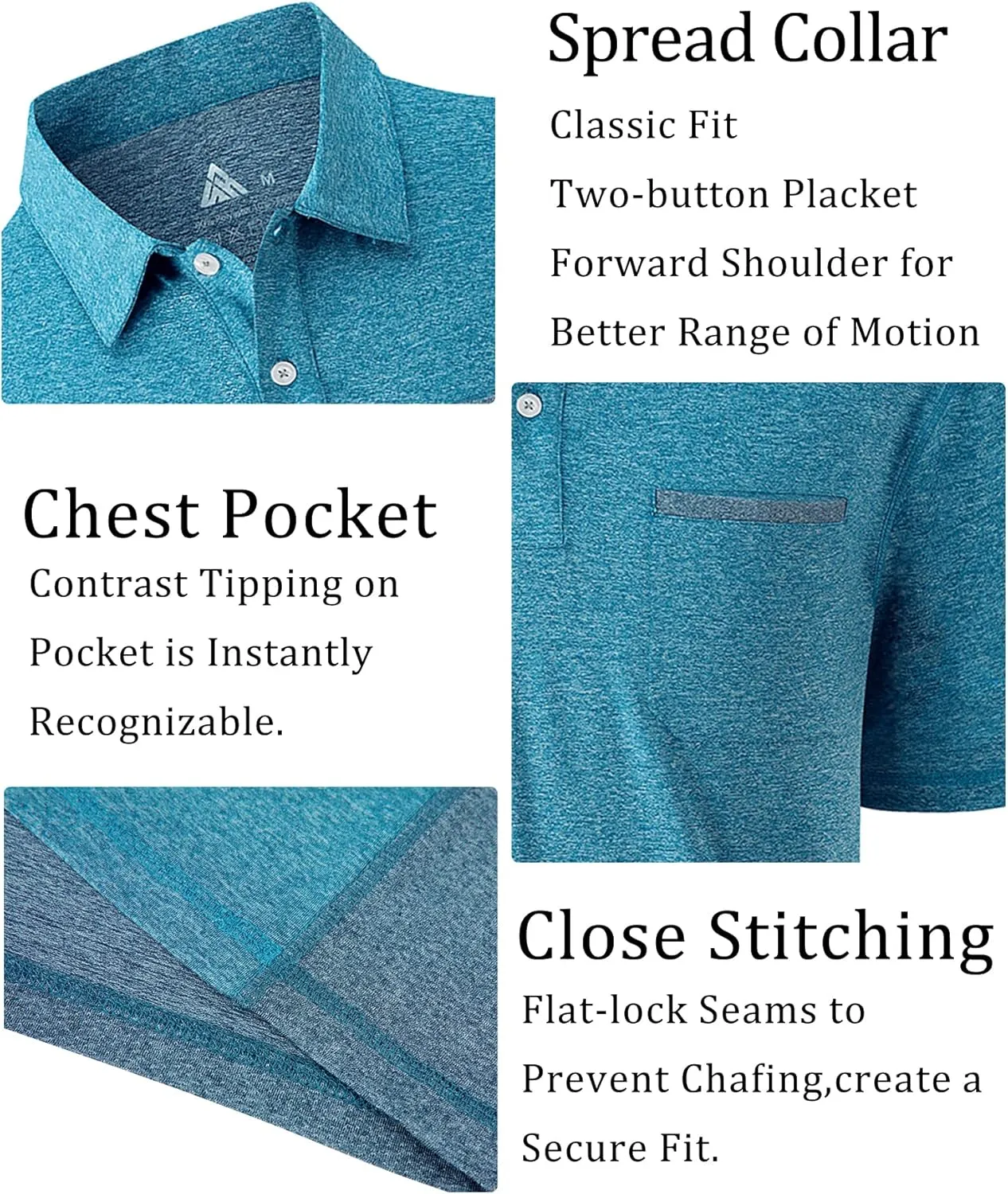 V VALANCH Men's Polo Shirts Sport Casual Short Sleeve Golf Polo Moisture Wicking Collared Tennis T-Shirt