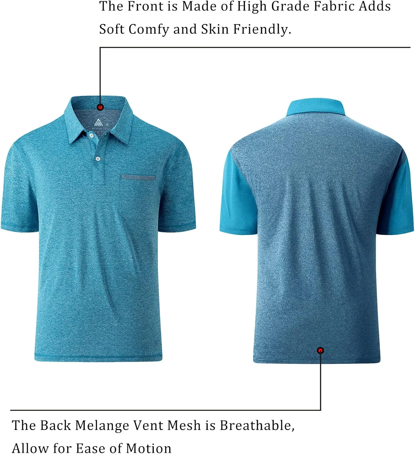 V VALANCH Men's Polo Shirts Sport Casual Short Sleeve Golf Polo Moisture Wicking Collared Tennis T-Shirt