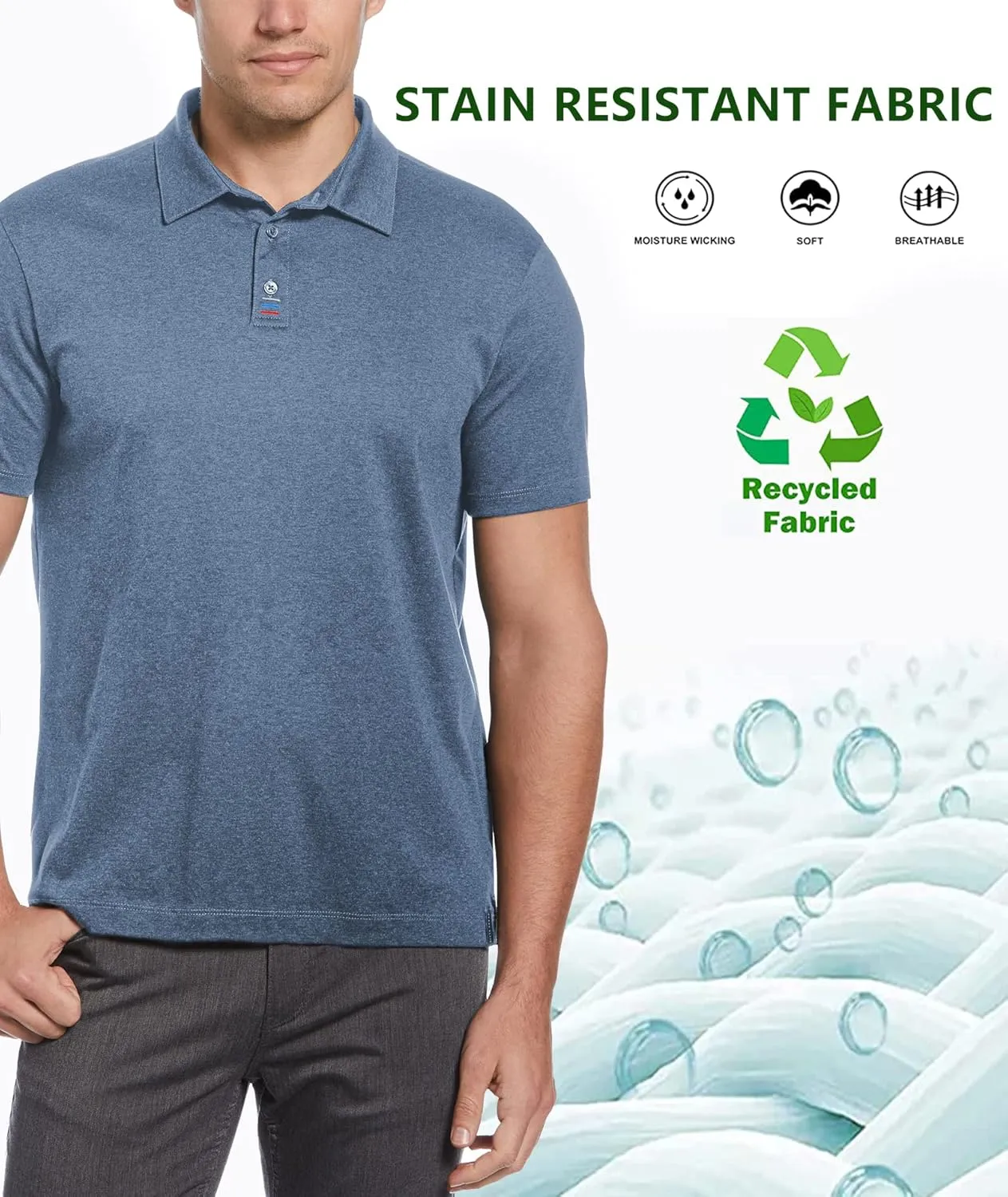 V VALANCH Men's Polo Shirts Sport Casual Short Sleeve Golf Polo Moisture Wicking Collared Tennis T-Shirt