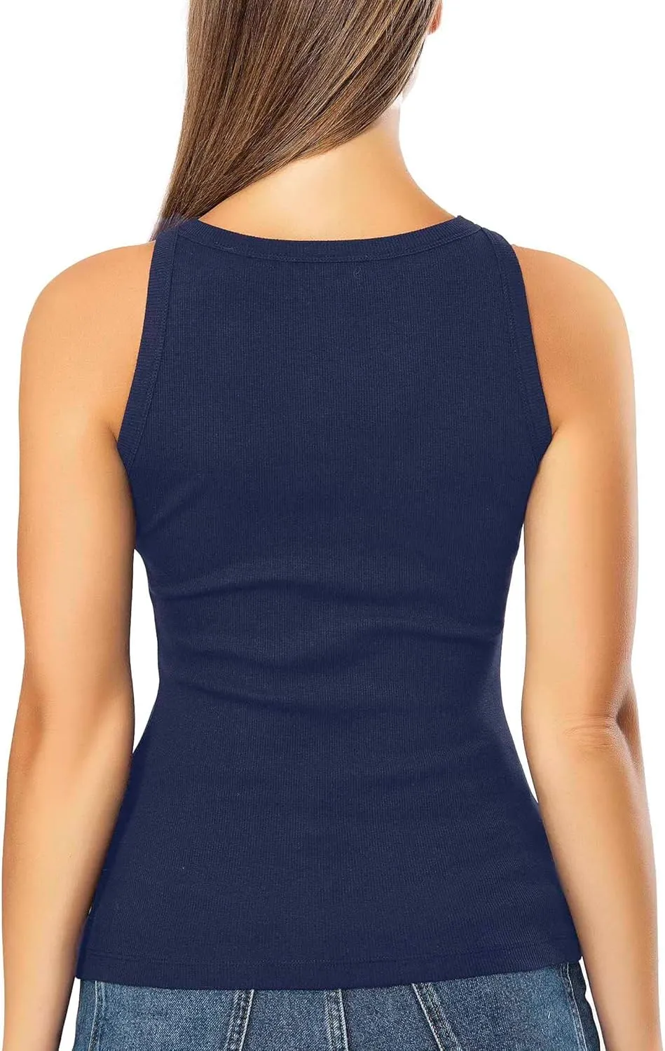 VAVONNE High Neck Tank Tops for Women, Ribbed Cotton Stretch Camisole Shirts