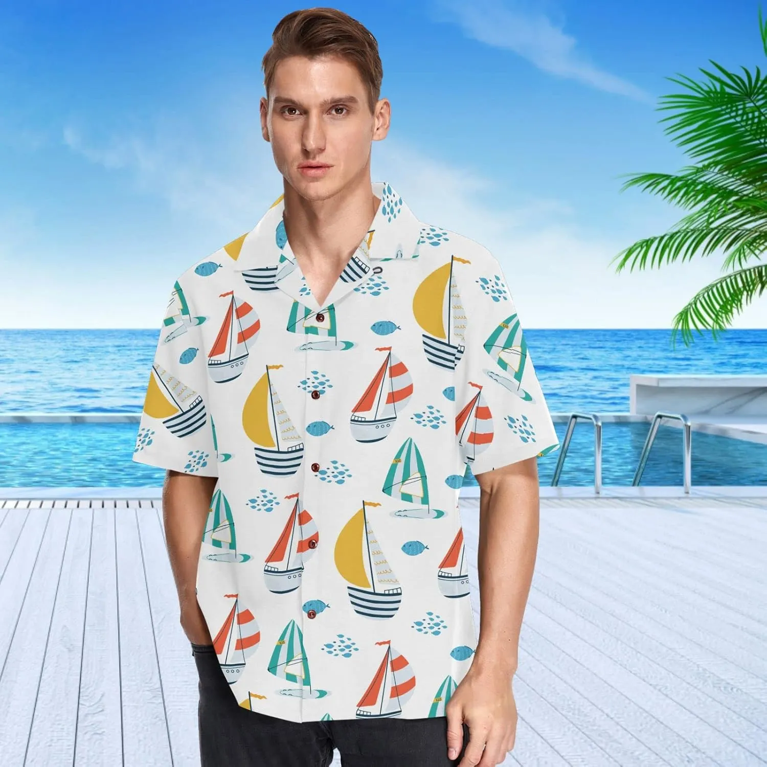 visesunny Hawaiian Bowling Shirts for Men Short Sleeve Regular Fit Summer Beach Casual Button Down Aloha Shirts S-3XL