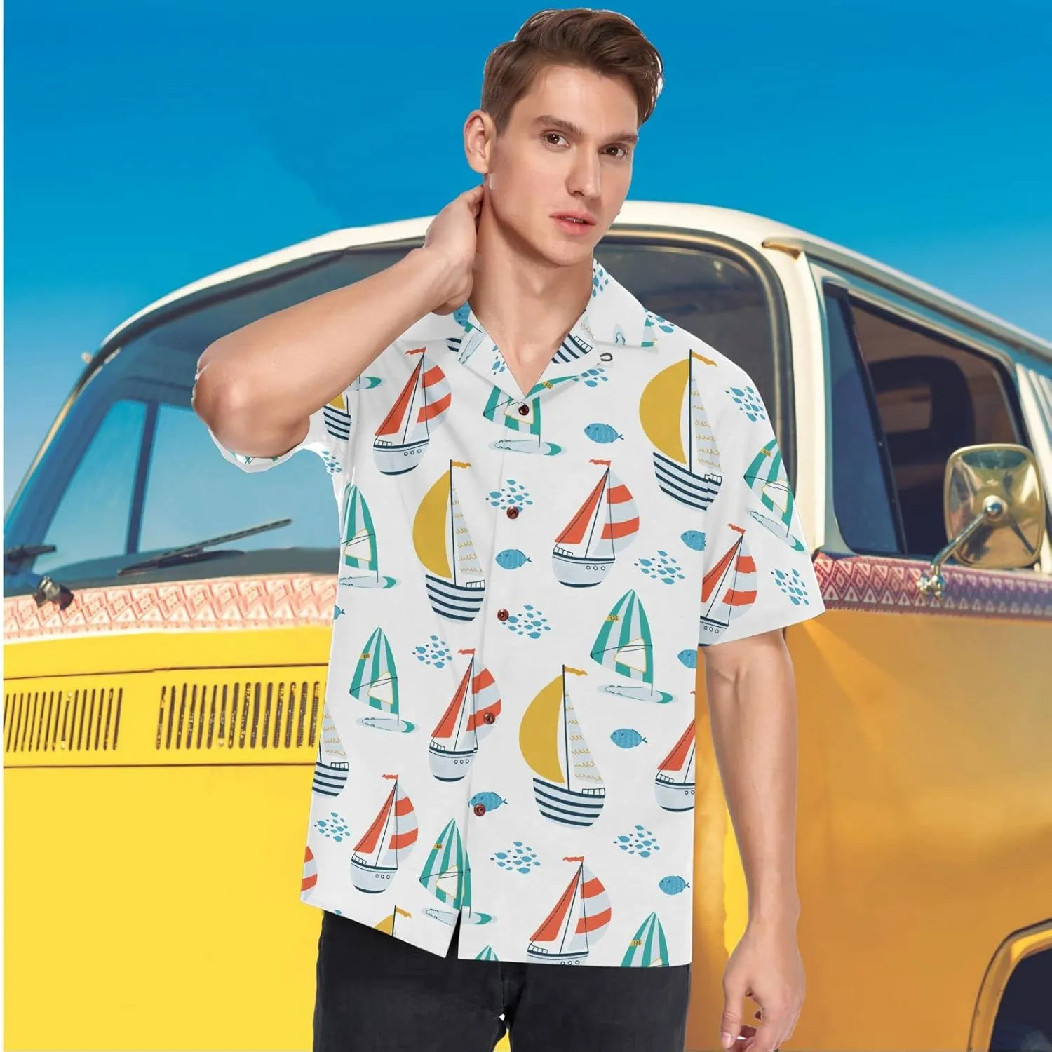 visesunny Hawaiian Bowling Shirts for Men Short Sleeve Regular Fit Summer Beach Casual Button Down Aloha Shirts S-3XL