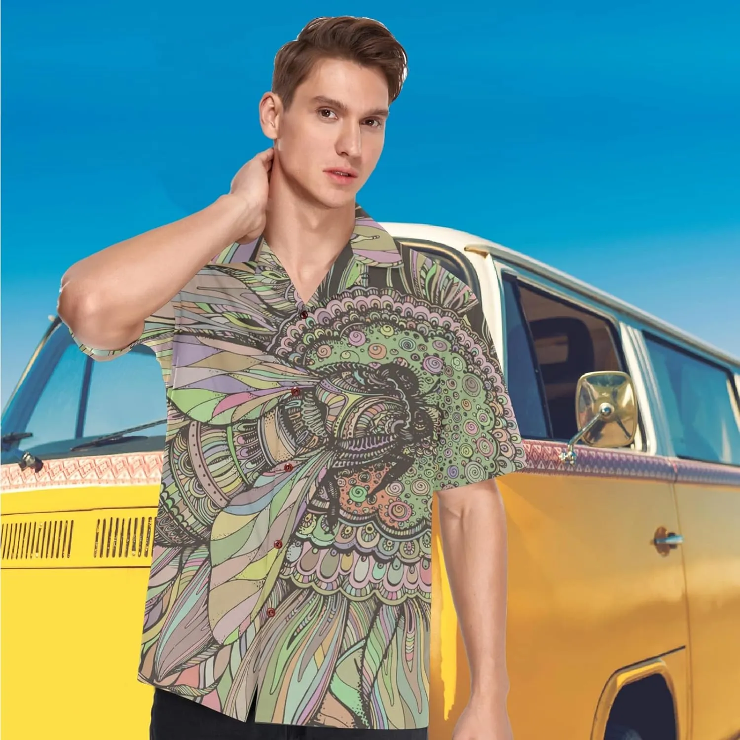 visesunny Hawaiian Bowling Shirts for Men Short Sleeve Regular Fit Summer Beach Casual Button Down Aloha Shirts S-3XL