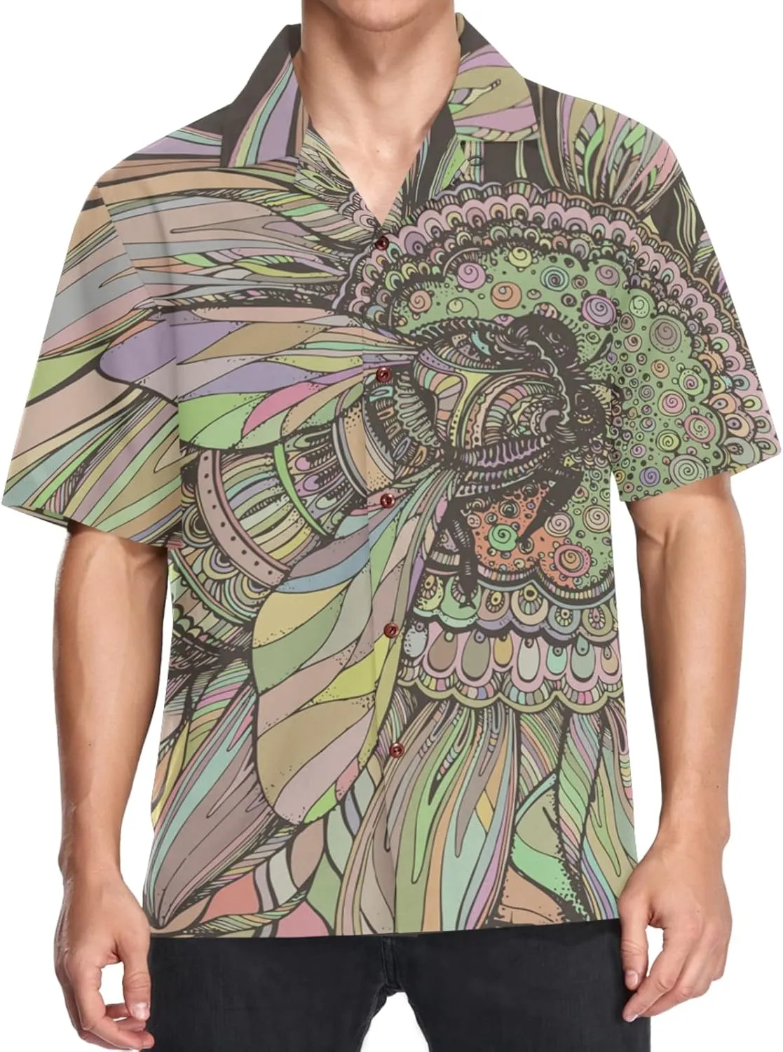 visesunny Hawaiian Bowling Shirts for Men Short Sleeve Regular Fit Summer Beach Casual Button Down Aloha Shirts S-3XL