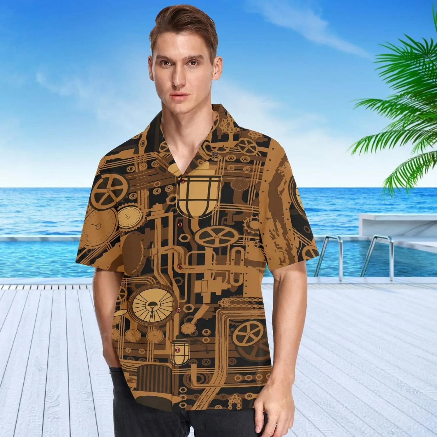 visesunny Novelty Hawaiian Shirts for Men Short Sleeve Aloha Beach Shirt Stylish Tropical Summer Casual Button Down Shirts