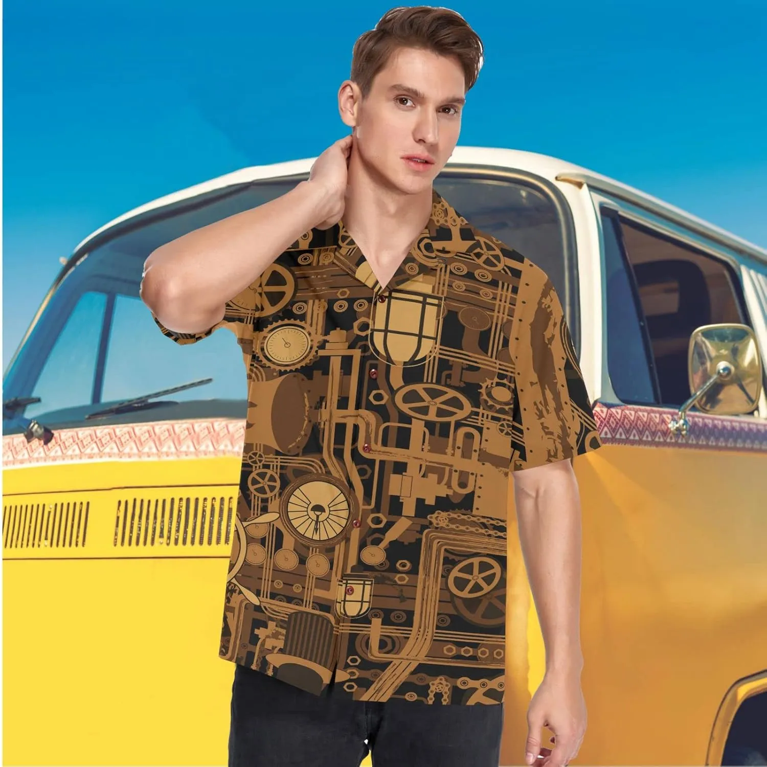 visesunny Novelty Hawaiian Shirts for Men Short Sleeve Aloha Beach Shirt Stylish Tropical Summer Casual Button Down Shirts