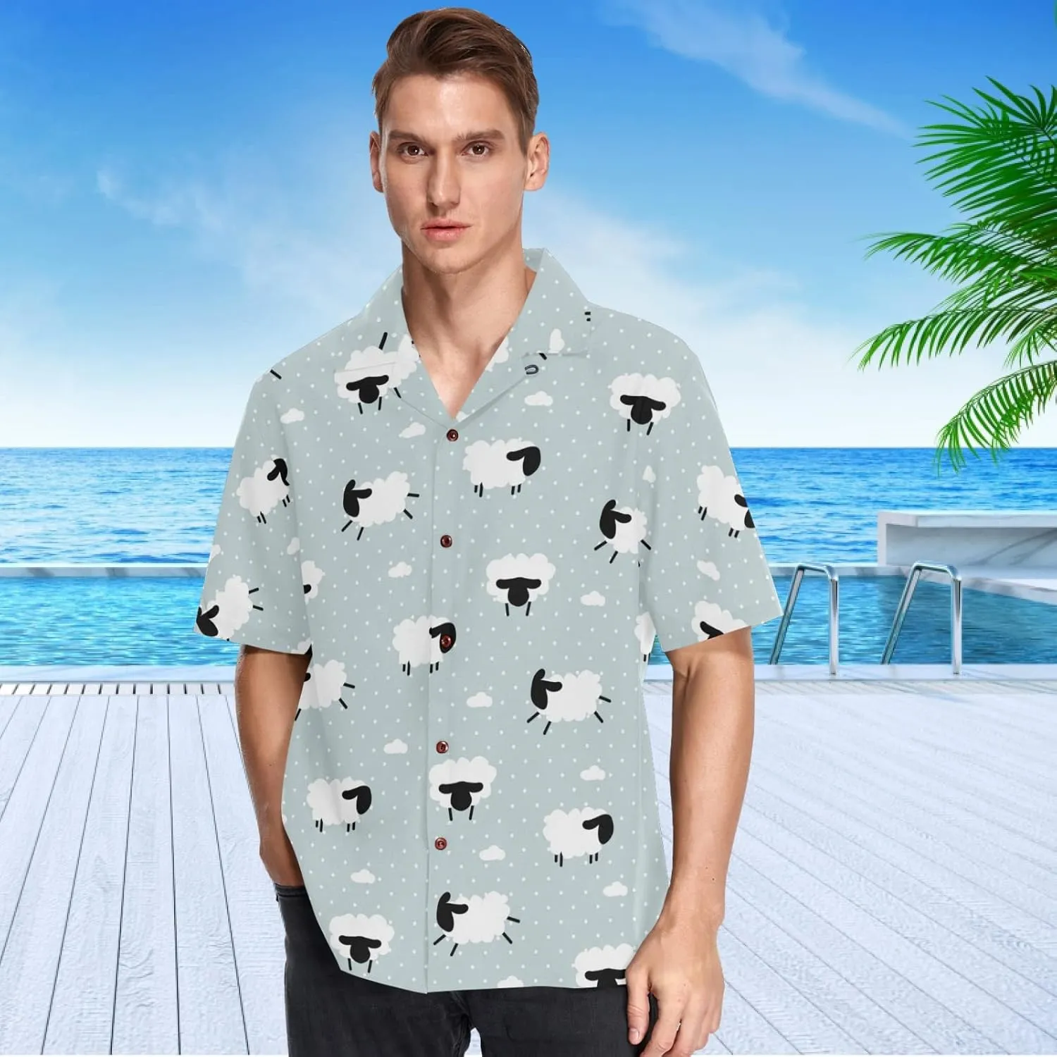 visesunny Novelty Hawaiian Shirts for Men Short Sleeve Aloha Beach Shirt Stylish Tropical Summer Casual Button Down Shirts