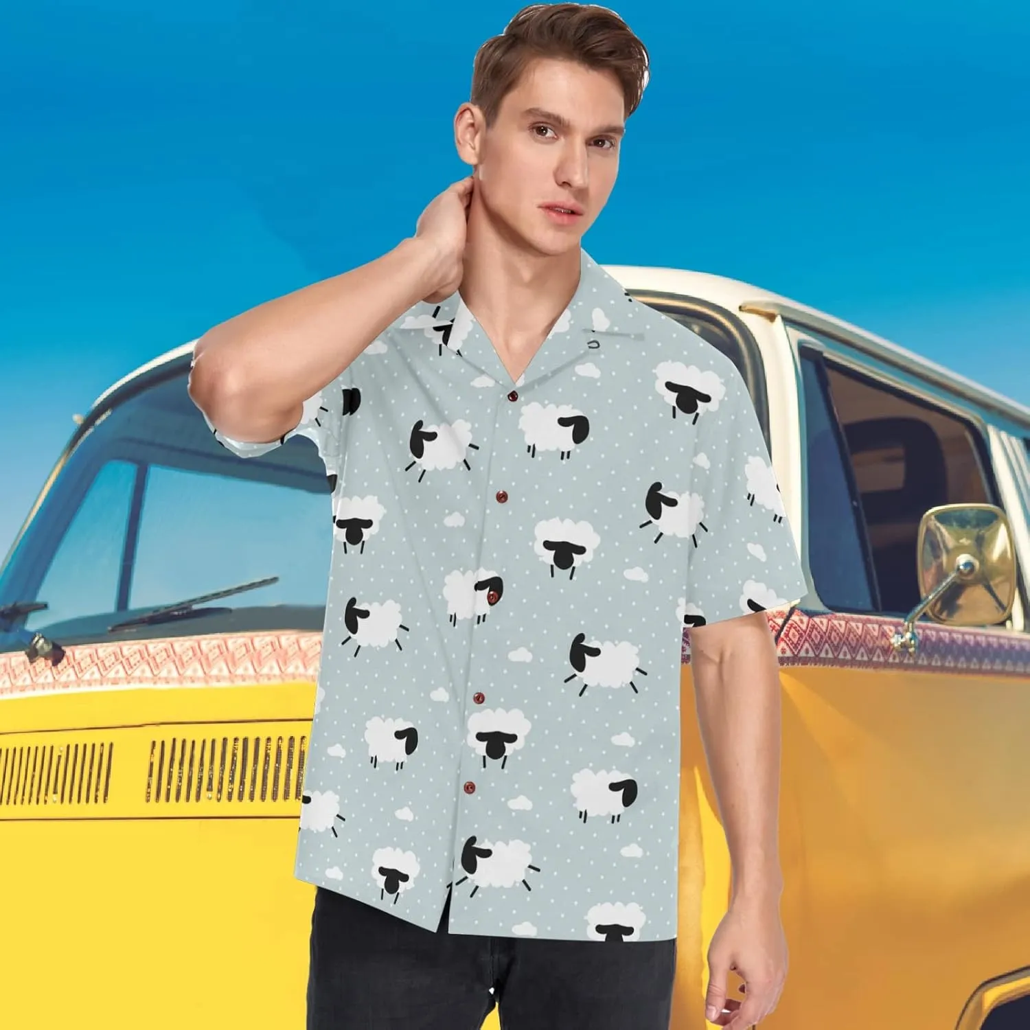 visesunny Novelty Hawaiian Shirts for Men Short Sleeve Aloha Beach Shirt Stylish Tropical Summer Casual Button Down Shirts