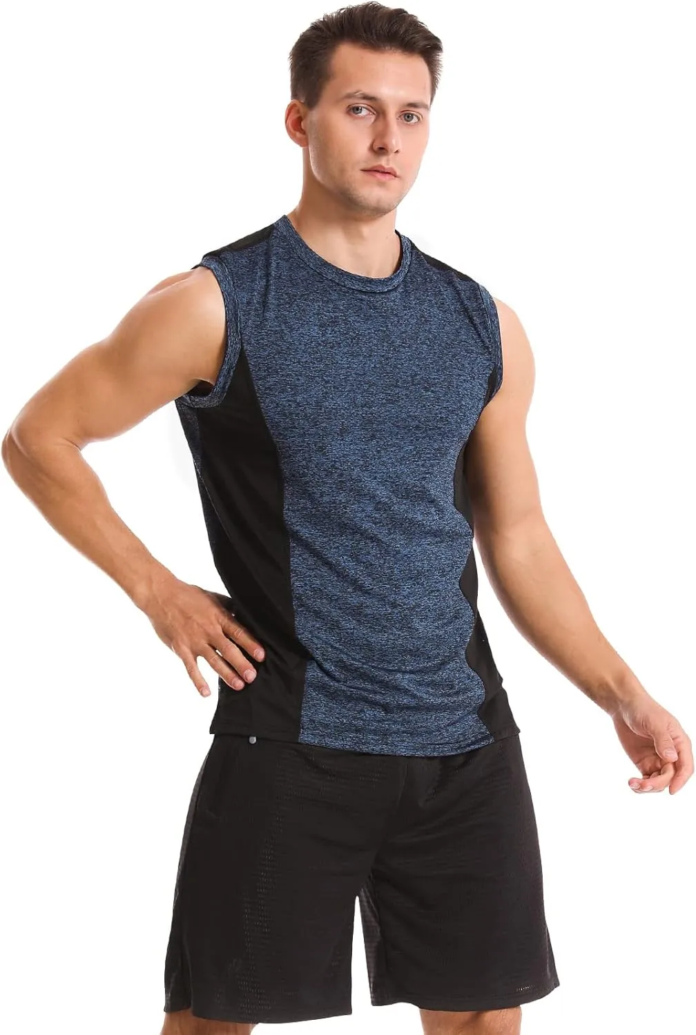 Vislivin Men's 4 Pack Tank Tops Sleeveless Workout Quick Dry Shirts Gym Muscle Shirts Athletic Bodybuilding Tee