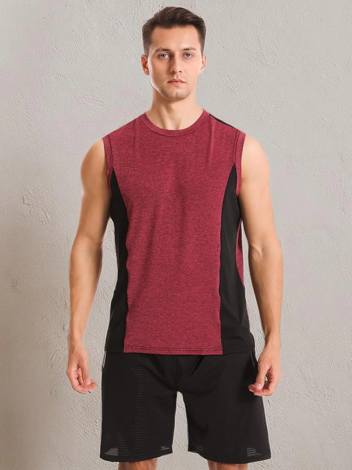 Vislivin Men's 4 Pack Tank Tops Sleeveless Workout Quick Dry Shirts Gym Muscle Shirts Athletic Bodybuilding Tee