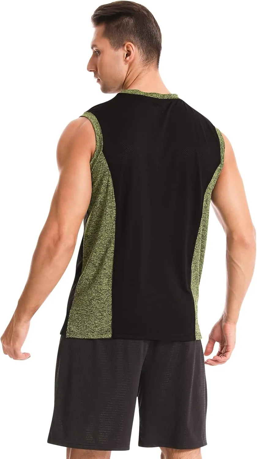 Vislivin Men's 4 Pack Tank Tops Sleeveless Workout Quick Dry Shirts Gym Muscle Shirts Athletic Bodybuilding Tee