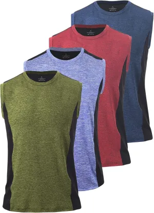 Vislivin Men's 4 Pack Tank Tops Sleeveless Workout Quick Dry Shirts Gym Muscle Shirts Athletic Bodybuilding Tee