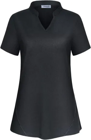 Vldnery Womens Golf Shirt Moisture Wicking V Neck Athletic Loose Yoga Workout Polo Shirt