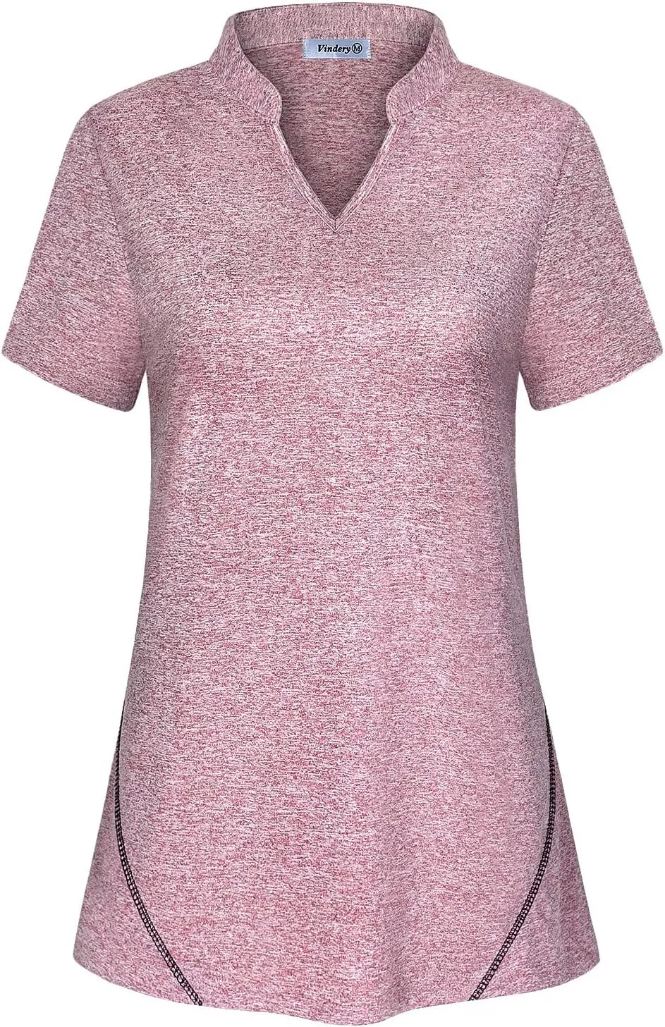 Vldnery Womens Golf Shirt Moisture Wicking V Neck Athletic Loose Yoga Workout Polo Shirt