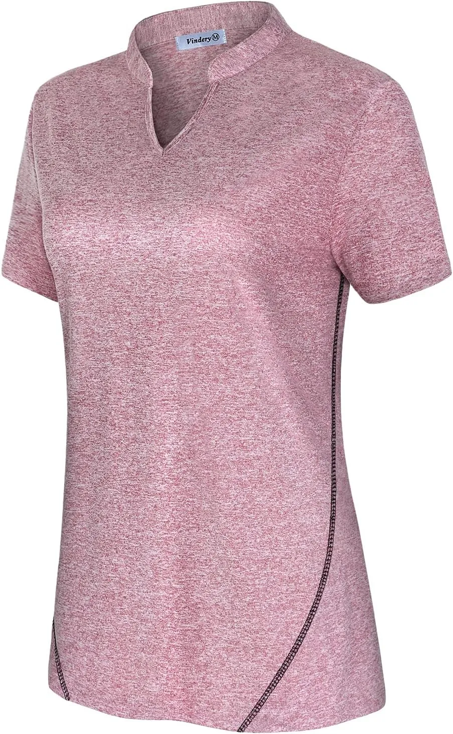 Vldnery Womens Golf Shirt Moisture Wicking V Neck Athletic Loose Yoga Workout Polo Shirt