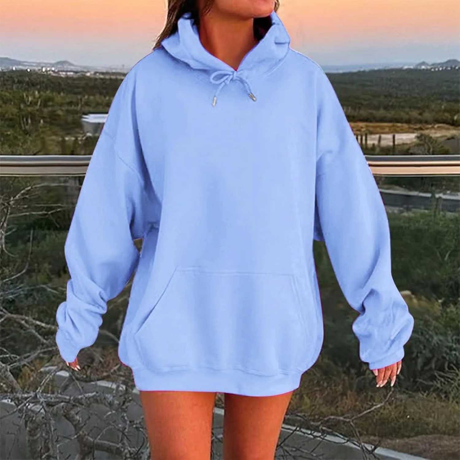 Women Oversized Hoodies Casual Long Sleeve Pullover Winter Plus Size Drop Shoulder Pocket Sweatshirts Trendy