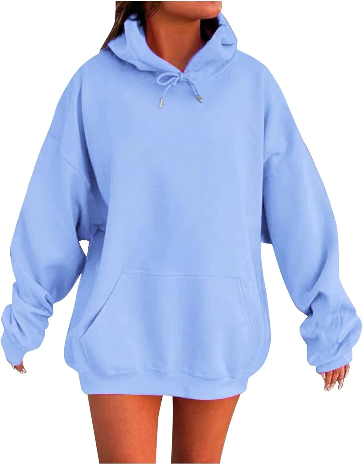 Women Oversized Hoodies Casual Long Sleeve Pullover Winter Plus Size Drop Shoulder Pocket Sweatshirts Trendy