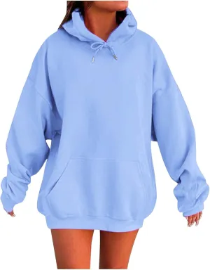 Women Oversized Hoodies Casual Long Sleeve Pullover Winter Plus Size Drop Shoulder Pocket Sweatshirts Trendy