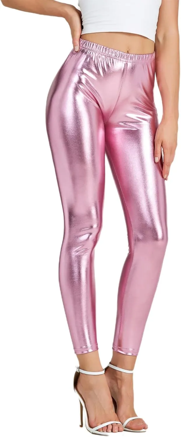 Women Shiny Metallic Sports Leggings Bright Pencil Pant Fitness Fashion Jeggings Candy Color Trousers
