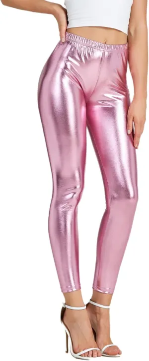 Women Shiny Metallic Sports Leggings Bright Pencil Pant Fitness Fashion Jeggings Candy Color Trousers