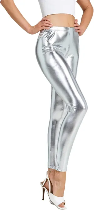 Women Shiny Metallic Sports Leggings Bright Pencil Pant Fitness Fashion Jeggings Candy Color Trousers