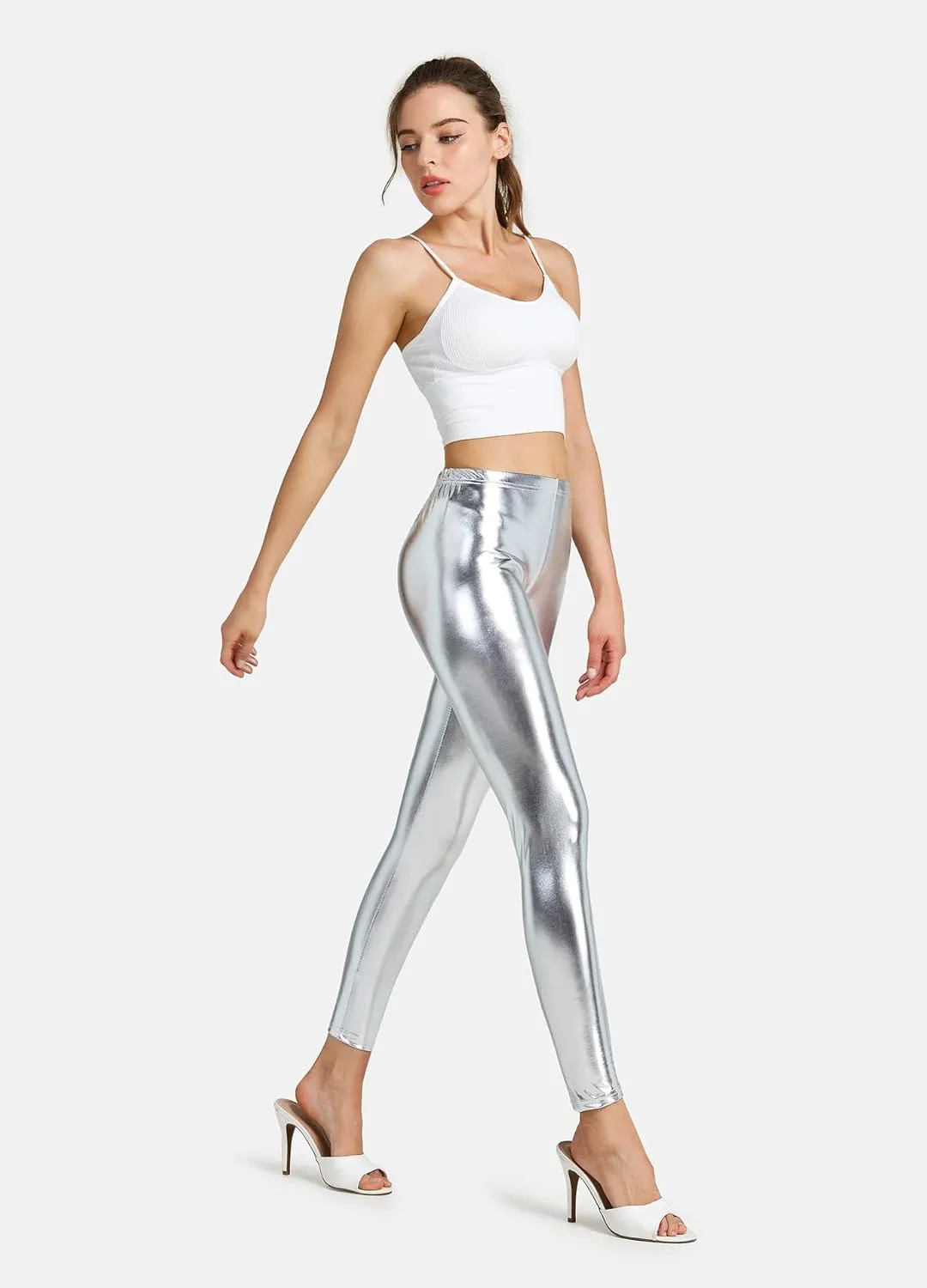 Women Shiny Metallic Sports Leggings Bright Pencil Pant Fitness Fashion Jeggings Candy Color Trousers