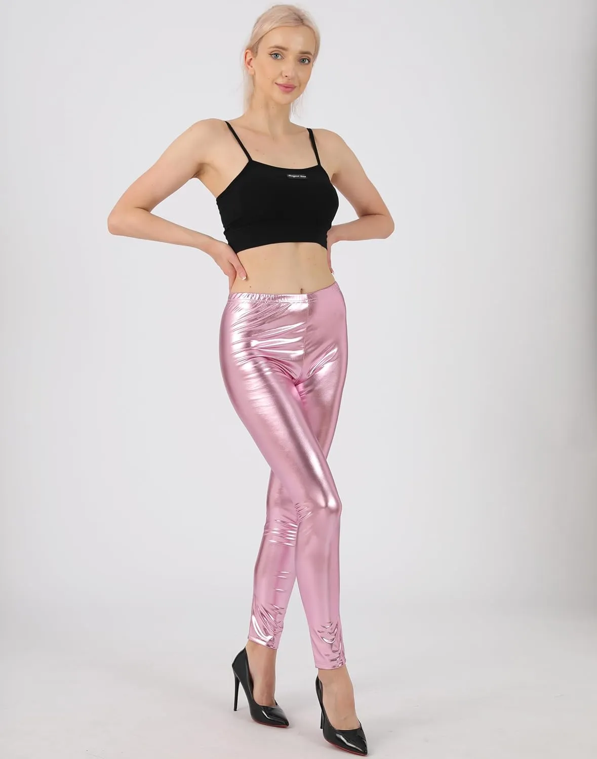 Women Shiny Metallic Sports Leggings Bright Pencil Pant Fitness Fashion Jeggings Candy Color Trousers