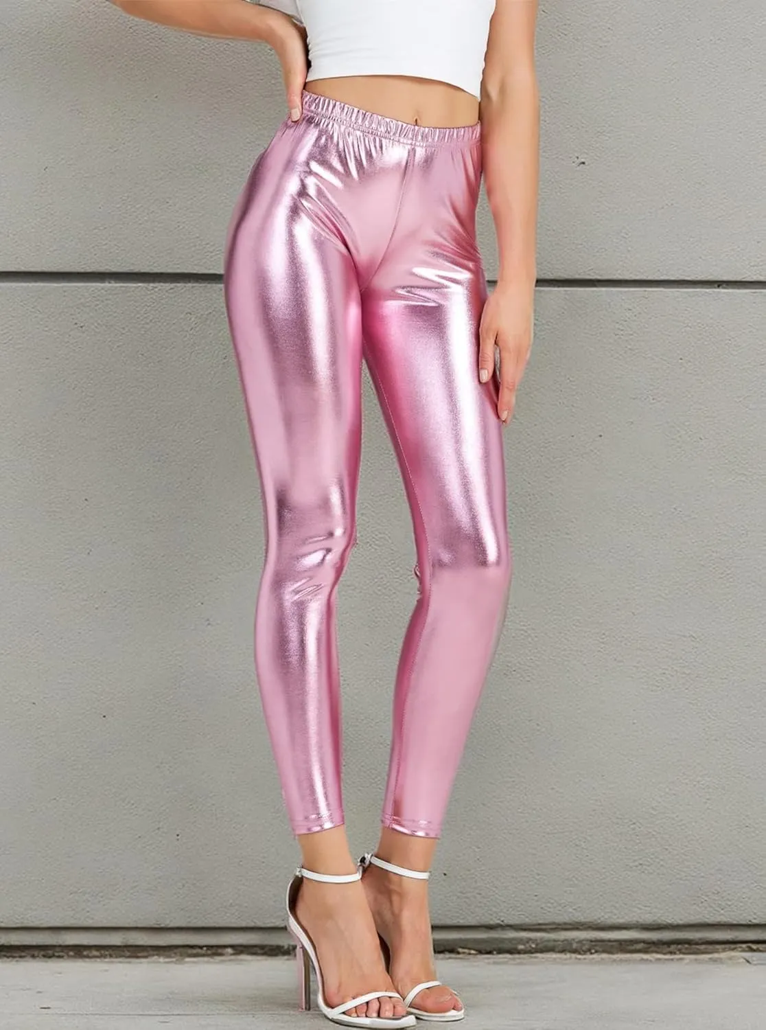 Women Shiny Metallic Sports Leggings Bright Pencil Pant Fitness Fashion Jeggings Candy Color Trousers