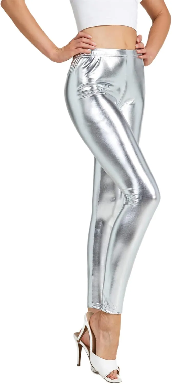 Women Shiny Metallic Sports Leggings Bright Pencil Pant Fitness Fashion Jeggings Candy Color Trousers