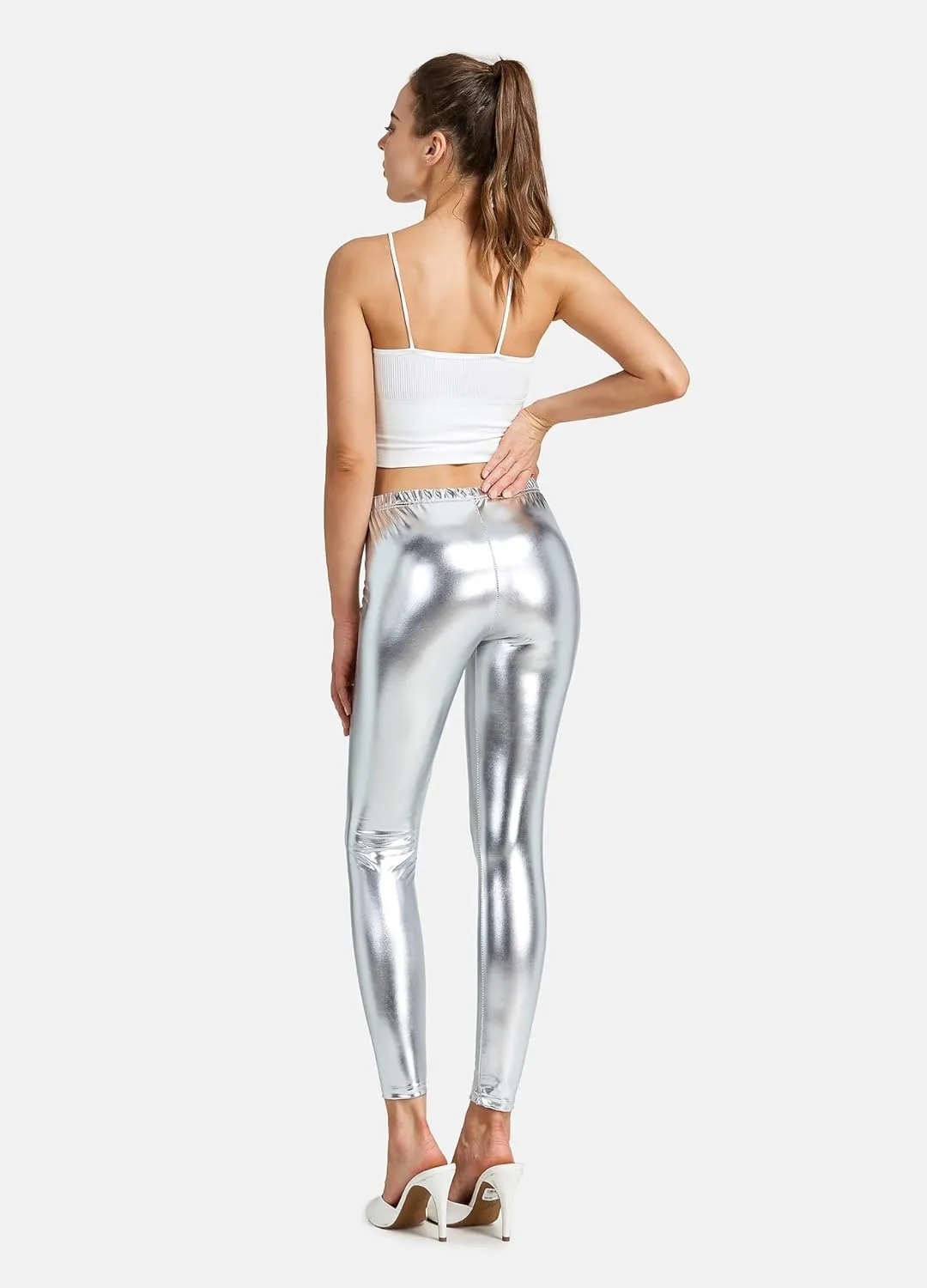 Women Shiny Metallic Sports Leggings Bright Pencil Pant Fitness Fashion Jeggings Candy Color Trousers