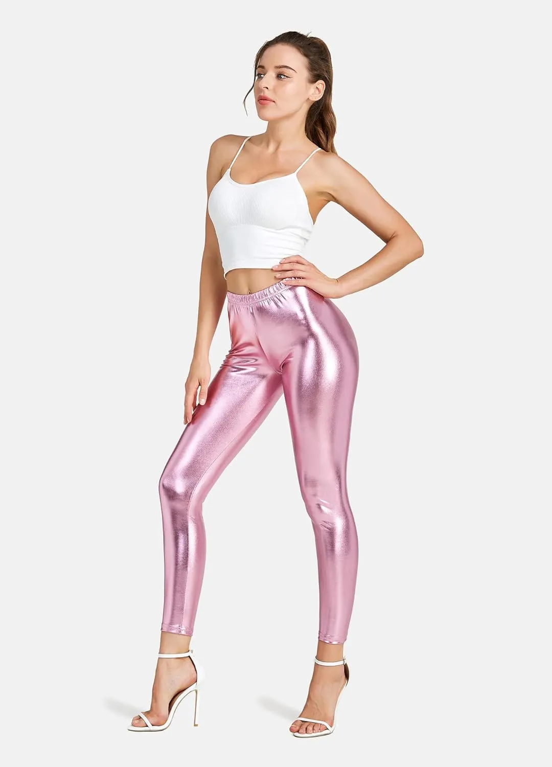 Women Shiny Metallic Sports Leggings Bright Pencil Pant Fitness Fashion Jeggings Candy Color Trousers