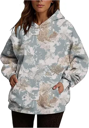 Womens 2024 Fall Sweatshirt Long Sleeve Fashion Graphic Design Pullover Hoodies Casual Oversized Sweaters Clothes