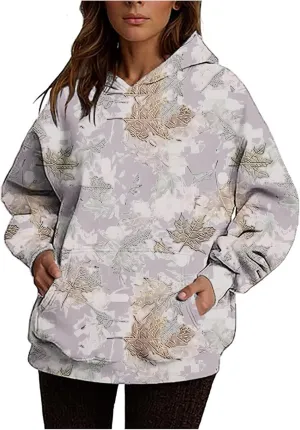Womens 2024 Fall Sweatshirt Long Sleeve Fashion Graphic Design Pullover Hoodies Casual Oversized Sweaters Clothes