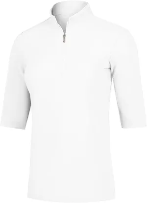 Women's 3/4 Sleeve Golf Polo Shirts UPF 50  1/4 Zip Pullover Shirts Quick Dry Outdoor Athletic Shirt