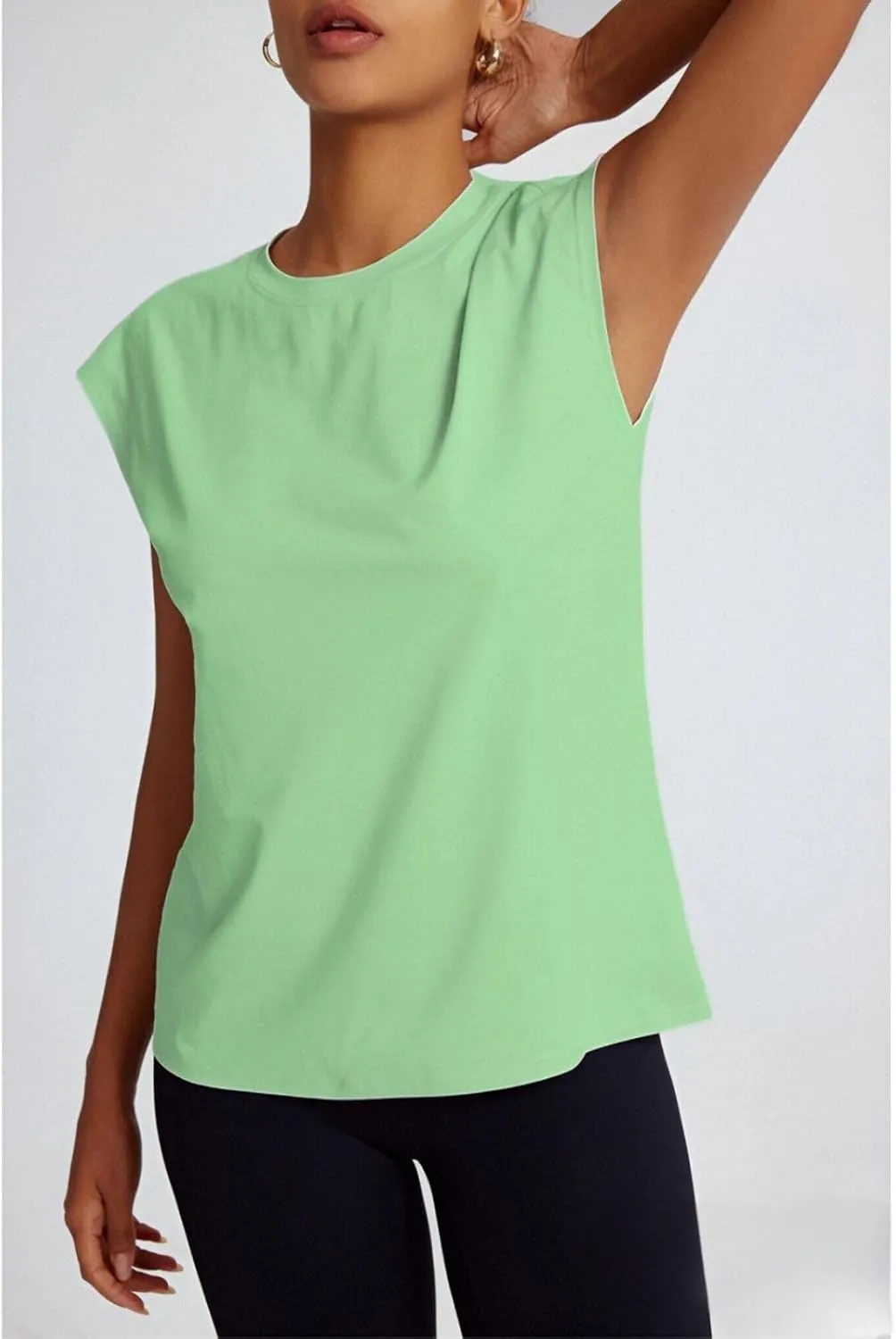 Women's Athletic Shirts Moisture Wicking Tennis Tops Exercise Gym Workout Tee Cap Sleeve