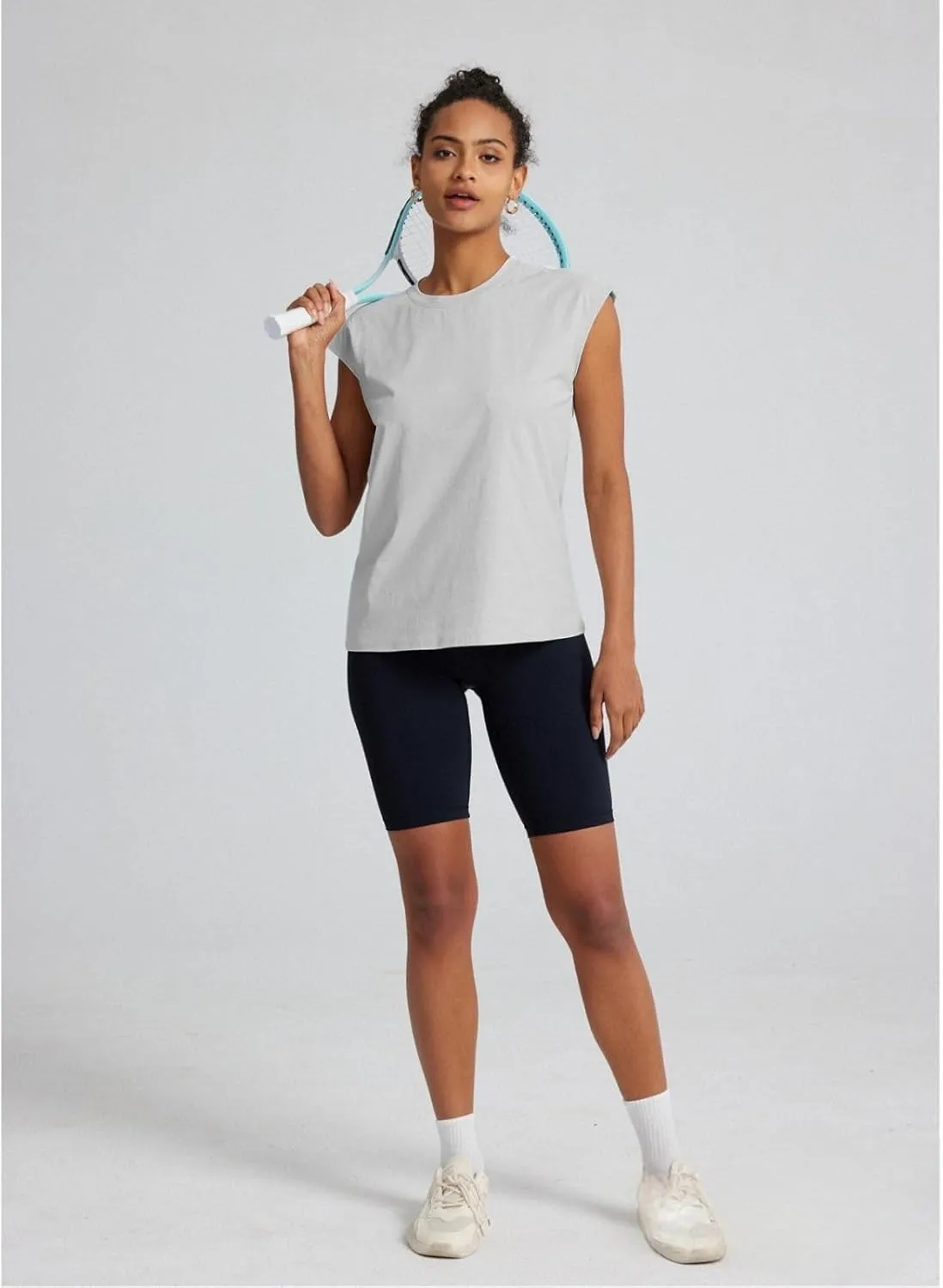 Women's Athletic Shirts Moisture Wicking Tennis Tops Exercise Gym Workout Tee Cap Sleeve