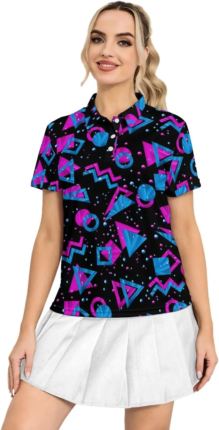 Women's Golf Polo Shirts Funny Short Sleeve Polo Shirts Quick Dry Tennis Tops Collared Golf Outfits Lightweight Workout Tops