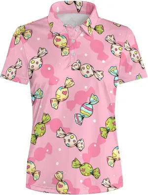 Women's Golf Polo Shirts Funny Short Sleeve Polo Shirts Quick Dry Tennis Tops Collared Golf Outfits Lightweight Workout Tops